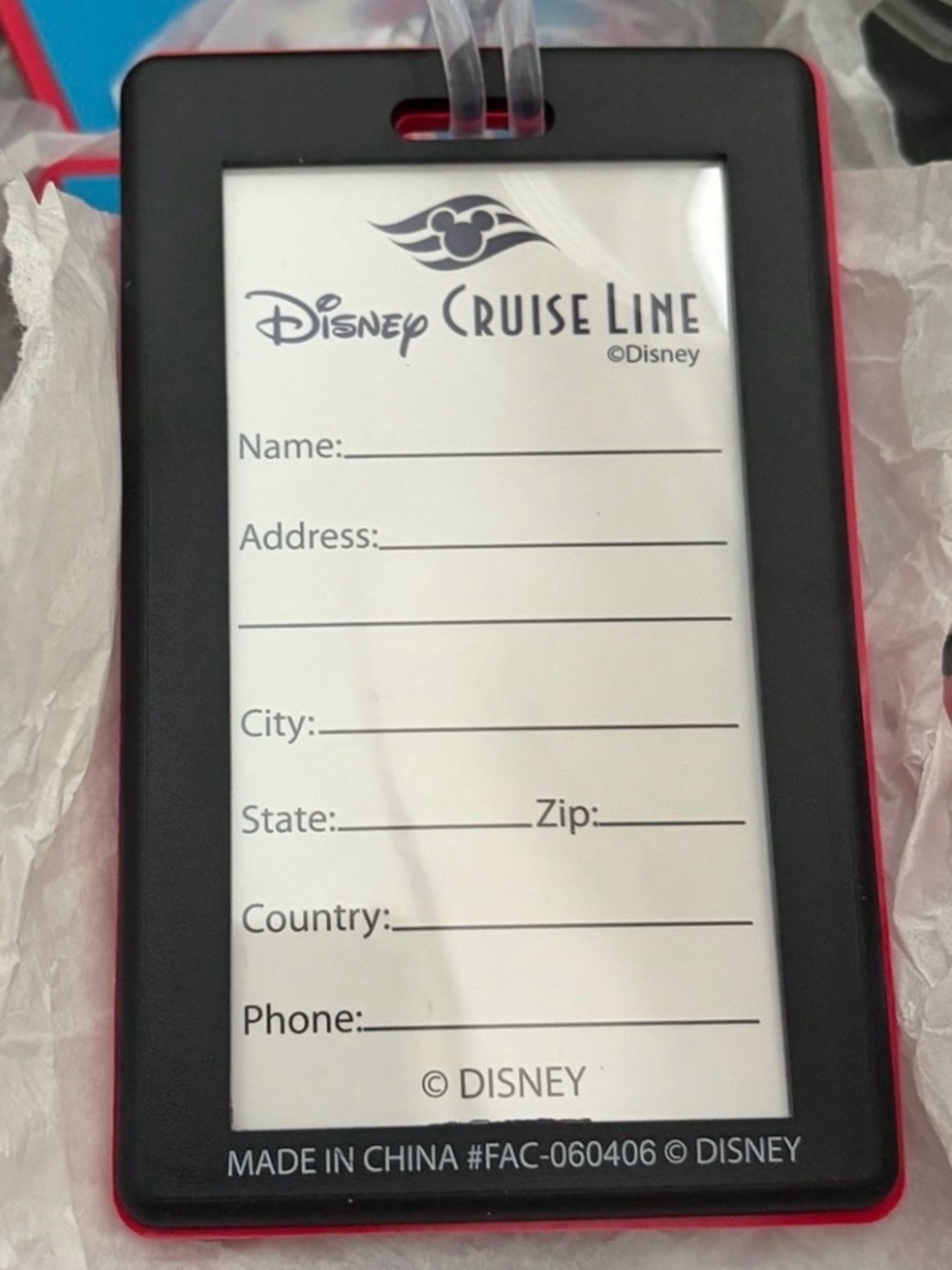 Disney Cruise Line luggage tags in blue, red and gold with cruise line graphic - Picture 2 of 2